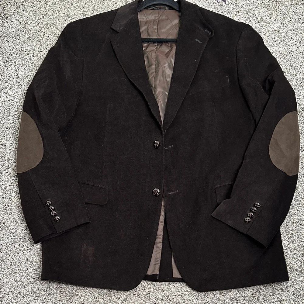 Lauren Ralph Lauren leather button Brown corduroy Blazer  elbow patches size  42